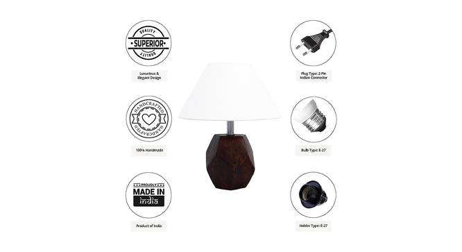 Amaya White Cotton Shade Table Lamp With Brown Mango Wood Base (Brown & White) by Urban Ladder - Cross View Design 1 - 532478