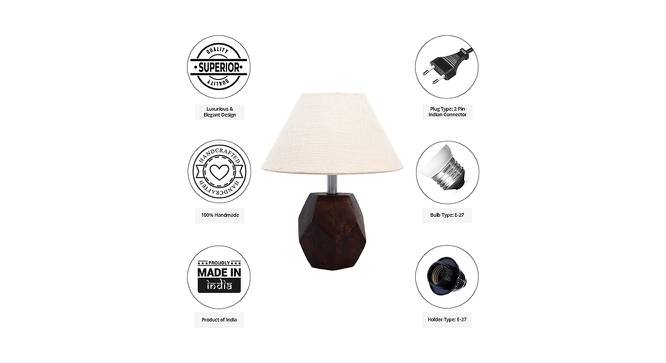 Millie Off White Cotton Shade Table Lamp With Brown Mango Wood Base (Brown & Off White) by Urban Ladder - Cross View Design 1 - 532479