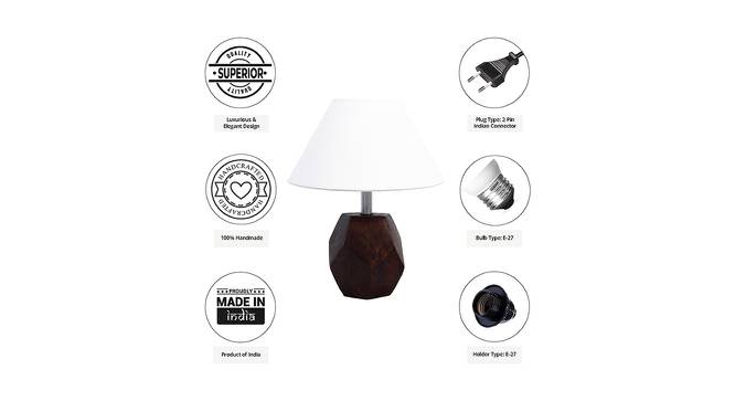 Landon White Cotton Shade Table Lamp With Brown Mango Wood Base (Brown & White) by Urban Ladder - Cross View Design 1 - 532480