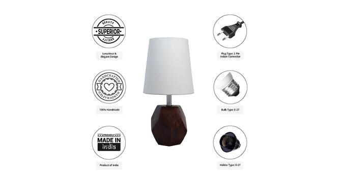 Xavier White Cotton Shade Table Lamp With Brown Mango Wood Base (Brown & White) by Urban Ladder - Cross View Design 1 - 532481