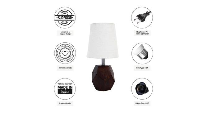 Levi White Cotton Shade Table Lamp With Brown Mango Wood Base (Brown & White) by Urban Ladder - Cross View Design 1 - 532482