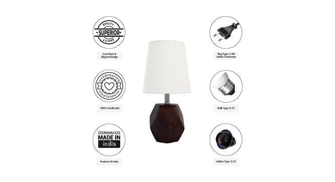 Hudson White Cotton Shade Table Lamp With Brown Mango Wood Base (Brown & White) by Urban Ladder - Cross View Design 1 - 532483
