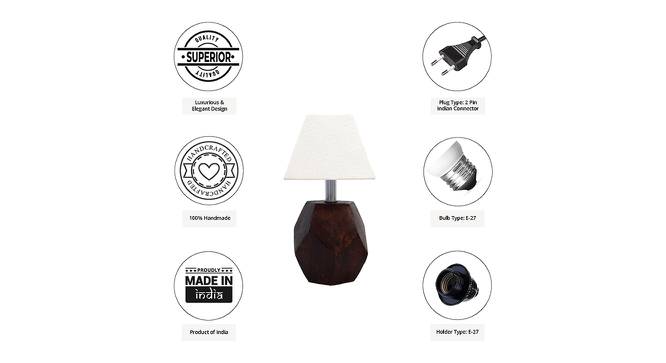 Adriel White Cotton Shade Table Lamp With Brown Mango Wood Base (Brown & White) by Urban Ladder - Cross View Design 1 - 532484