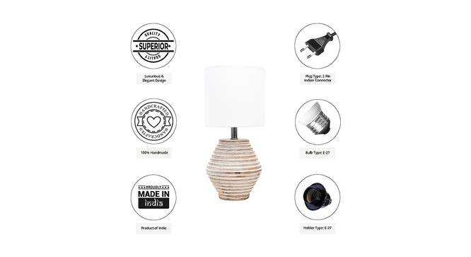 Remington White Cotton Shade Table Lamp With Wooden White Mango Wood Base (Wooden White & White) by Urban Ladder - Cross View Design 1 - 532485