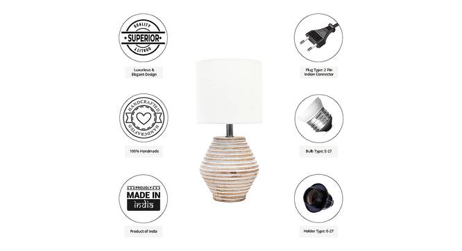 Isla White Cotton Shade Table Lamp With Wooden White Mango Wood Base (Wooden White & White) by Urban Ladder - Cross View Design 1 - 532486