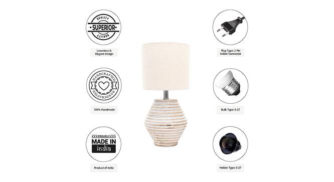 Thurman Off White Cotton Shade Table Lamp With Wooden White Mango Wood Base (Wooden White & Off White) by Urban Ladder - Cross View Design 1 - 532487