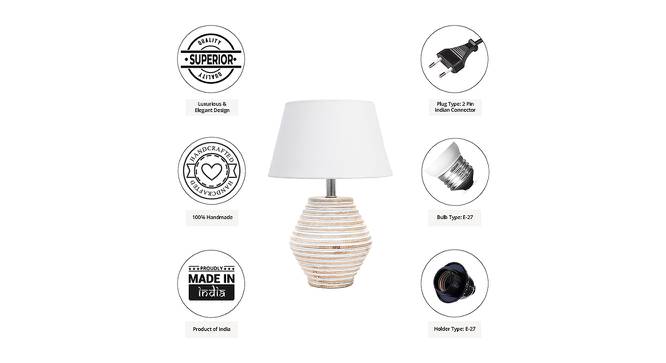 Wren White Cotton Shade Table Lamp With Wooden White Mango Wood Base (Wooden White & White) by Urban Ladder - Cross View Design 1 - 532489