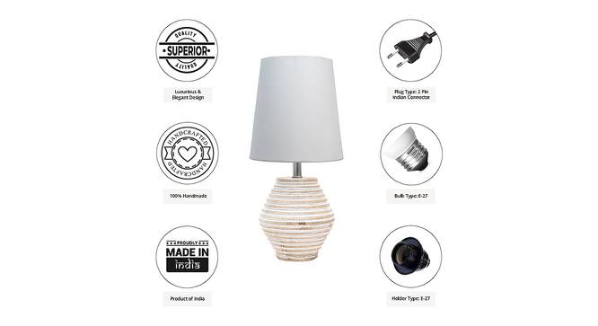 Raina White Cotton Shade Table Lamp With Wooden White Mango Wood Base (Wooden White & White) by Urban Ladder - Cross View Design 1 - 532593