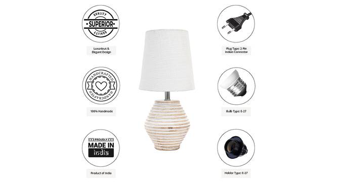 Vienna White Cotton Shade Table Lamp With Wooden White Mango Wood Base (Wooden White & White) by Urban Ladder - Cross View Design 1 - 532594