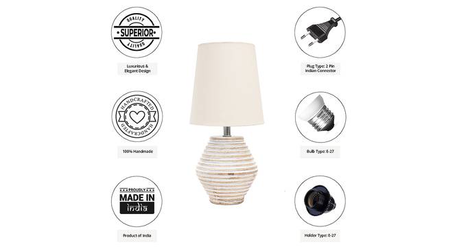 Alianna Off White Cotton Shade Table Lamp With Wooden White Mango Wood Base (Wooden White & Off White) by Urban Ladder - Cross View Design 1 - 532595