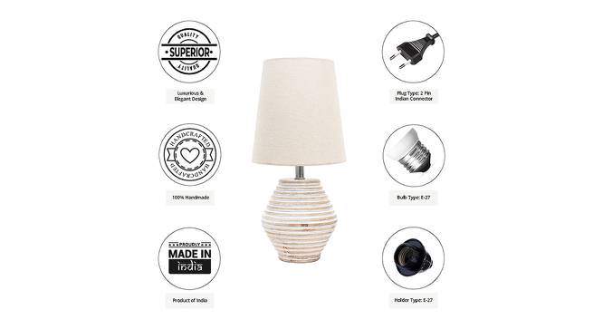 Livia Off White Cotton Shade Table Lamp With Wooden White Mango Wood Base (Wooden White & Off White) by Urban Ladder - Cross View Design 1 - 532596