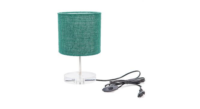 Toby Dark Green Jute Shade Table Lamp With Transparent Acrylic Base (Transparent & Dark Green) by Urban Ladder - Front View Design 1 - 532649