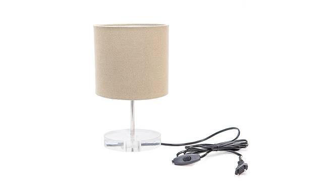 Lyndsey Grey Cotton Shade Table Lamp With Transparent Acrylic Base (Transparent & Grey) by Urban Ladder - Front View Design 1 - 532654