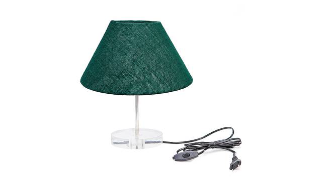 Lourdes Dark Green Jute Shade Table Lamp With Transparent Acrylic Base (Transparent & Dark Green) by Urban Ladder - Front View Design 1 - 532661