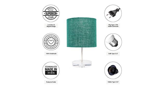 Toby Dark Green Jute Shade Table Lamp With Transparent Acrylic Base (Transparent & Dark Green) by Urban Ladder - Cross View Design 1 - 532674