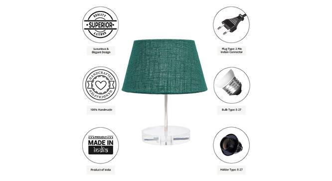 Ace Dark Green Jute Shade Table Lamp With Transparent Acrylic Base (Transparent & Dark Green) by Urban Ladder - Cross View Design 1 - 532681
