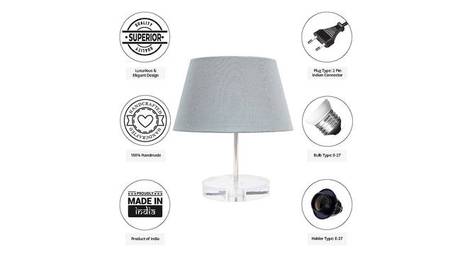 Finn Grey Cotton Shade Table Lamp With Transparent Acrylic Base (Transparent & Grey) by Urban Ladder - Cross View Design 1 - 532683