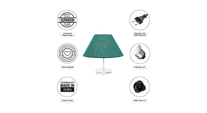 Lourdes Dark Green Jute Shade Table Lamp With Transparent Acrylic Base (Transparent & Dark Green) by Urban Ladder - Cross View Design 1 - 532686