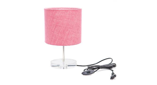 Ollie Pink Jute Shade Table Lamp With Transparent Acrylic Base (Transparent & Pink) by Urban Ladder - Front View Design 1 - 532749