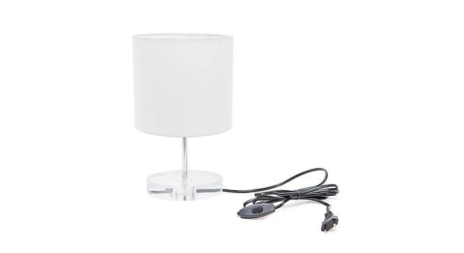 Loki White Cotton Shade Table Lamp With Transparent Acrylic Base (Transparent & White) by Urban Ladder - Front View Design 1 - 532751