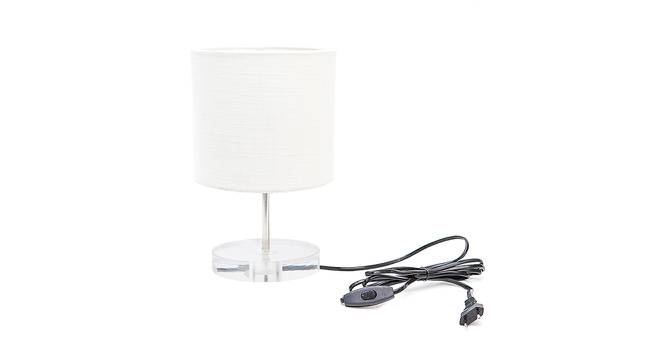 Gus White Cotton Shade Table Lamp With Transparent Acrylic Base (Transparent & White) by Urban Ladder - Front View Design 1 - 532752