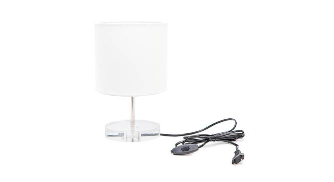 Lynn White Cotton Shade Table Lamp With Transparent Acrylic Base (Transparent & White) by Urban Ladder - Front View Design 1 - 532754