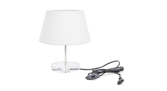 Santana White Cotton Shade Table Lamp With Transparent Acrylic Base (Transparent & White) by Urban Ladder - Front View Design 1 - 532758
