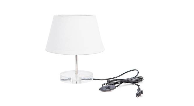 Heize White Cotton Shade Table Lamp With Transparent Acrylic Base (Transparent & White) by Urban Ladder - Front View Design 1 - 532760