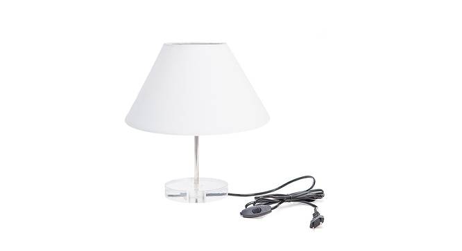 Charlotte White Cotton Shade Table Lamp With Transparent Acrylic Base (Transparent & White) by Urban Ladder - Front View Design 1 - 532762