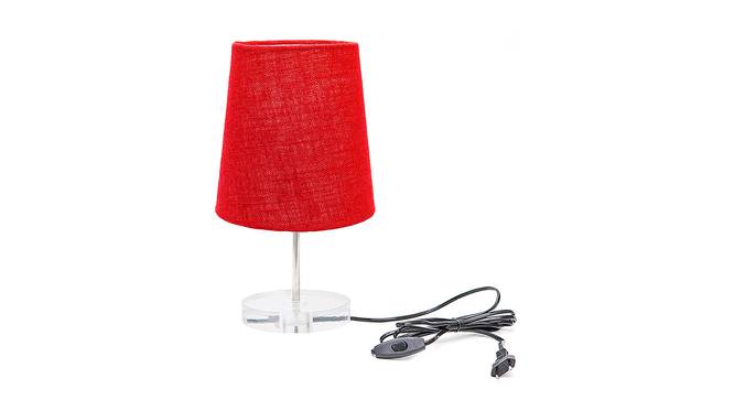 Oakley Red Jute Shade Table Lamp With Transparent Acrylic Base (Transparent & Red) by Urban Ladder - Front View Design 1 - 532768