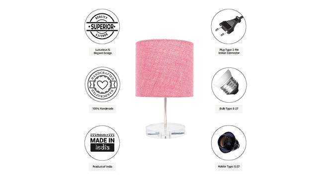 Ollie Pink Jute Shade Table Lamp With Transparent Acrylic Base (Transparent & Pink) by Urban Ladder - Cross View Design 1 - 532774