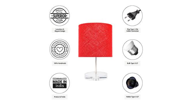 Louie Red Jute Shade Table Lamp With Transparent Acrylic Base (Transparent & Red) by Urban Ladder - Cross View Design 1 - 532775