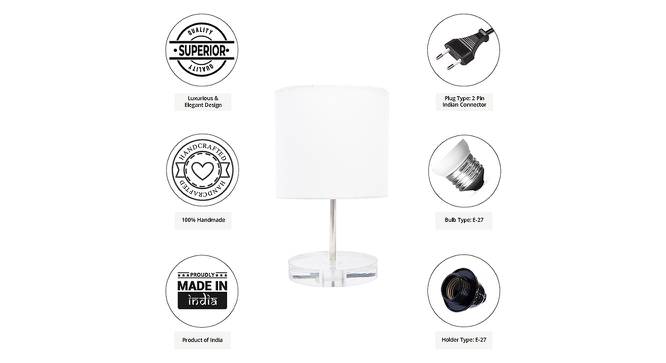 Loki White Cotton Shade Table Lamp With Transparent Acrylic Base (Transparent & White) by Urban Ladder - Cross View Design 1 - 532776