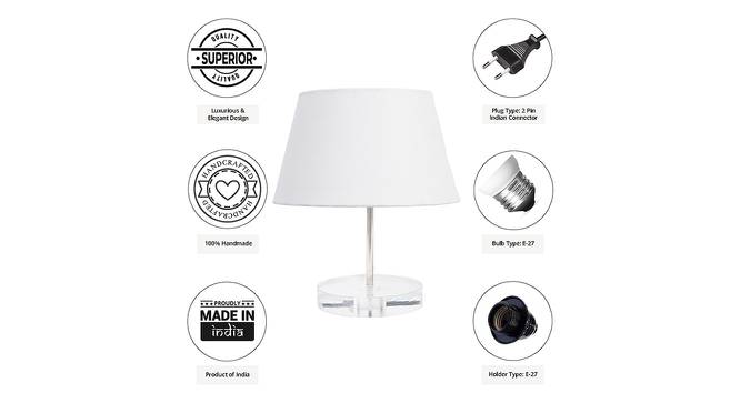 Gunner White Cotton Shade Table Lamp With Transparent Acrylic Base (Transparent & White) by Urban Ladder - Cross View Design 1 - 532782