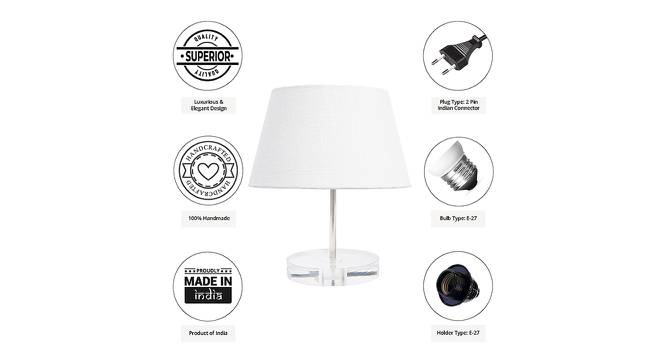 Santana White Cotton Shade Table Lamp With Transparent Acrylic Base (Transparent & White) by Urban Ladder - Cross View Design 1 - 532783