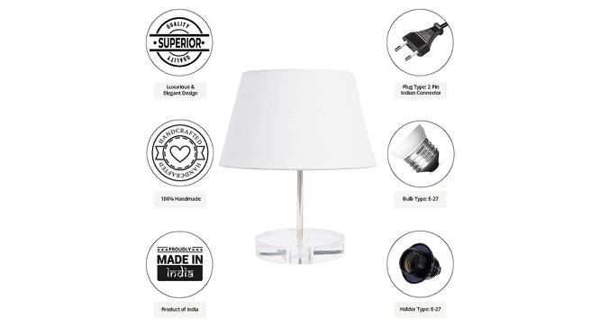 Heize White Cotton Shade Table Lamp With Transparent Acrylic Base (Transparent & White) by Urban Ladder - Cross View Design 1 - 532785