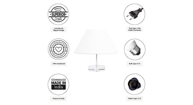 Teagan White Cotton Shade Table Lamp With Transparent Acrylic Base (Transparent & White) by Urban Ladder - Cross View Design 1 - 532788