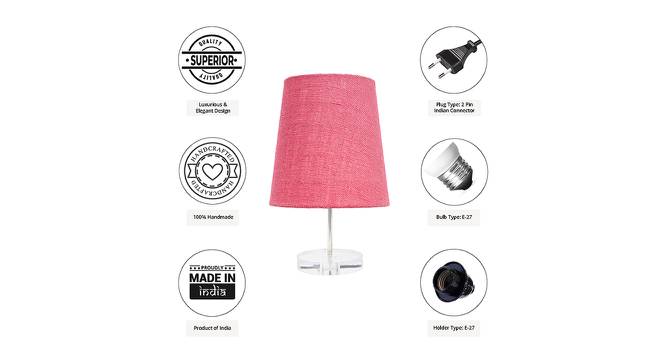 Roscoe Pink Jute Shade Table Lamp With Transparent Acrylic Base (Transparent & Pink) by Urban Ladder - Cross View Design 1 - 532792