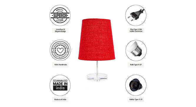 Oakley Red Jute Shade Table Lamp With Transparent Acrylic Base (Transparent & Red) by Urban Ladder - Cross View Design 1 - 532793