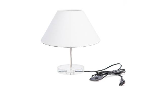 Cody White Cotton Shade Table Lamp With Transparent Acrylic Base (Transparent & White) by Urban Ladder - Front View Design 1 - 532823
