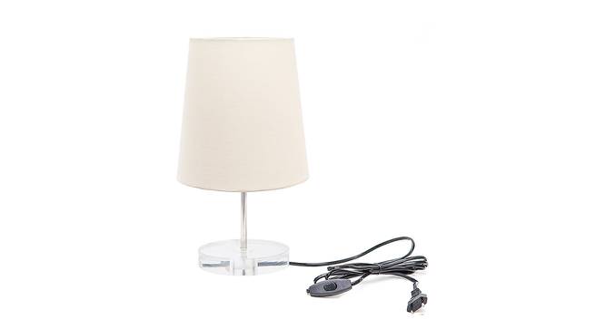 Ezeh Off White Cotton Shade Table Lamp With Transparent Acrylic Base (Transparent & Off White) by Urban Ladder - Front View Design 1 - 532829