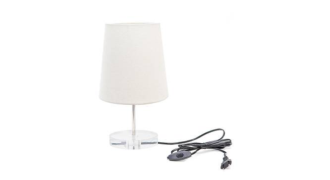 Tyson White Cotton Shade Table Lamp With Transparent Acrylic Base (Transparent & White) by Urban Ladder - Front View Design 1 - 532833