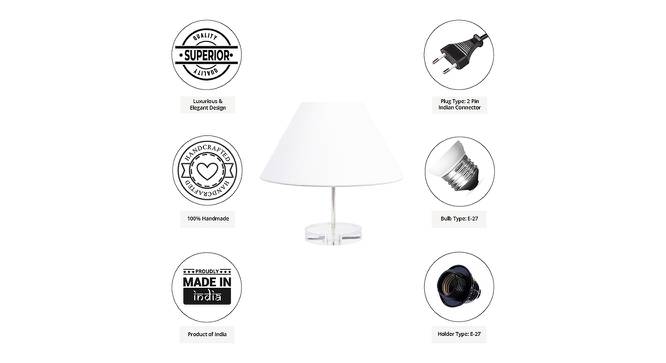 Cody White Cotton Shade Table Lamp With Transparent Acrylic Base (Transparent & White) by Urban Ladder - Cross View Design 1 - 532838