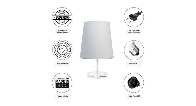 Ziggy White Cotton Shade Table Lamp With Transparent Acrylic Base (Transparent & White) by Urban Ladder - Cross View Design 1 - 532839