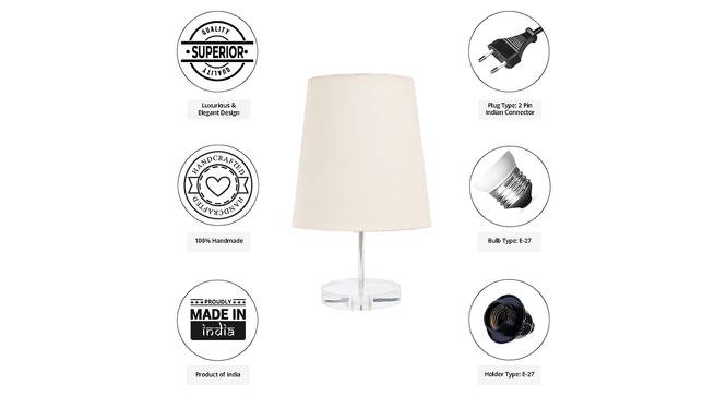 Ezeh Off White Cotton Shade Table Lamp With Transparent Acrylic Base (Transparent & Off White) by Urban Ladder - Cross View Design 1 - 532841