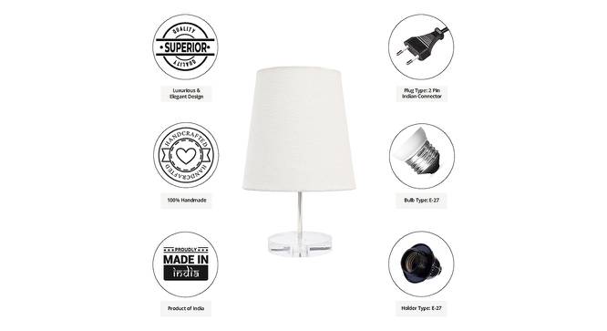 Tyson White Cotton Shade Table Lamp With Transparent Acrylic Base (Transparent & White) by Urban Ladder - Cross View Design 1 - 532843