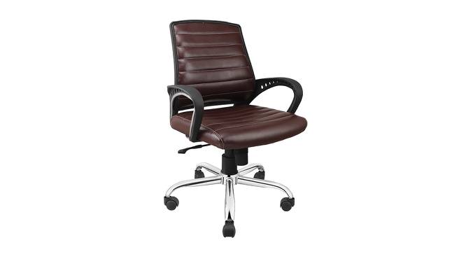Adele Leatherette Swivel Ergonomic Chair in Brown Colour (Brown) by Urban Ladder - Front View Design 1 - 532960