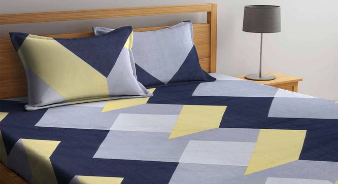 Kai Multicolor Geometric 300 TC Polycotton Double Bedsheet with 2 Pillow Covers (Double Size) by Urban Ladder - Front View Design 1 - 533111