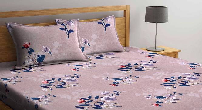 Leilany Brown Floral 300 TC Polycotton Double Bedsheet with 2 Pillow Covers (Double Size) by Urban Ladder - Front View Design 1 - 533112