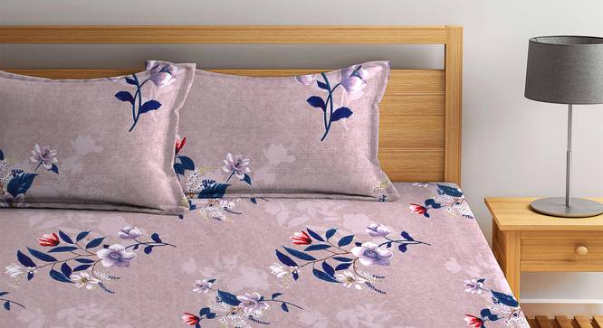 Leilany Brown Floral 300 TC Polycotton Double Bedsheet with 2 Pillow Covers (Double Size) by Urban Ladder - Cross View Design 1 - 533128